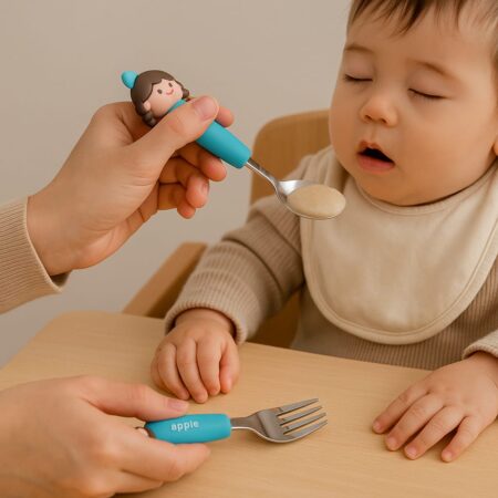 PASLANMAZ ÇELİK SİLİKON UÇLU MAMA KAŞIK SETİ