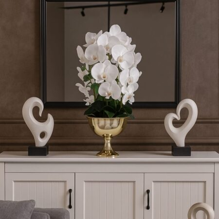 DEKORATİF YAPAY 5 DAL SAKSILI ORKİDE