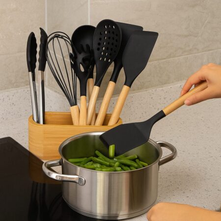 8 PARÇA BAMBU SAP SİLİKON MUTFAK GEREÇ