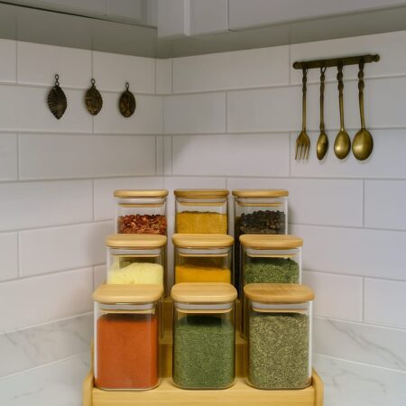 VAKUMLU BAMBU KAPAK CAM BAHARAT TAKIMI 9 ADET