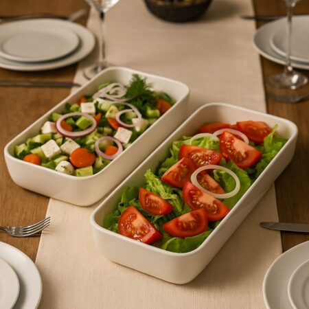 DİKDÖRTGEN BÜYÜK BOY PORSELEN ÇOK AMAÇLI SALATA KASE