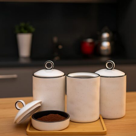 VAKUMLU KAPAK 3LÜ PORSELEN KAVANOZ SET