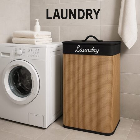 LAUNDRY ÇİFT HAZNELİ BAMBU KİRLİ SEPETİ