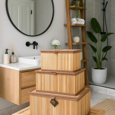 3LÜ KAPAKLI BAMBU ORGANİZER KUTU