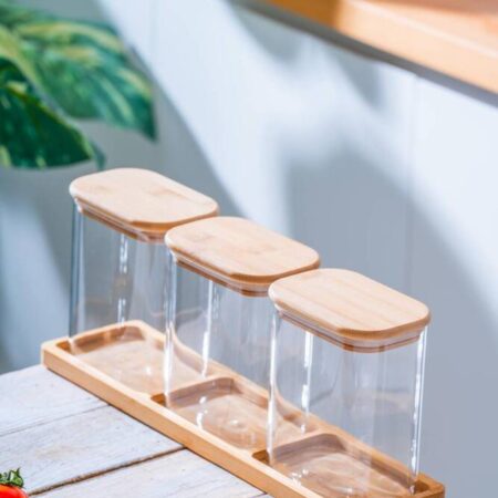 BAMBU VAKUMLU KAPAK 3LÜ KAVANOZ SET