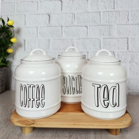 TEZGAH ÜSTÜ AHŞAP STANTLI BÜYÜK BOY  KAVANOZ SETİ