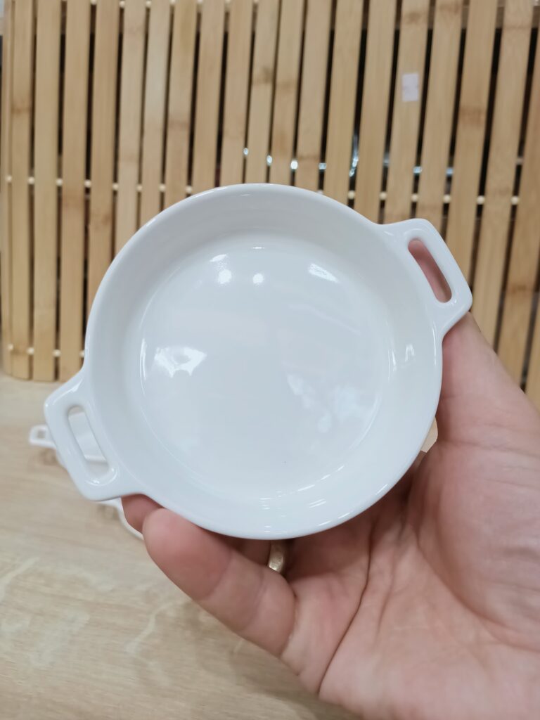 6LI MİNİ PORSELEN YUVARLAK KULPLU BASIK KAHVALTILIK KASE 12,5 CM