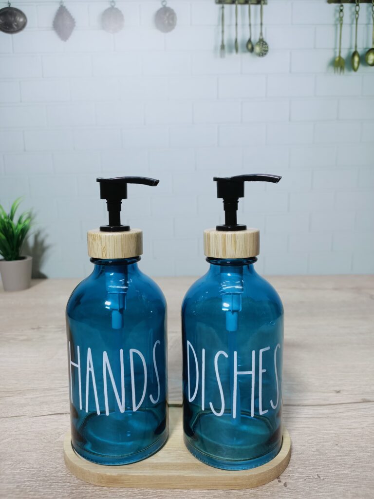 BAMBU STANDLI CAM SABUNLUK SETİ