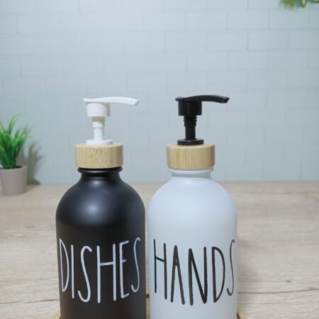 BAMBU STANDLI CAM SABUNLUK SETİ