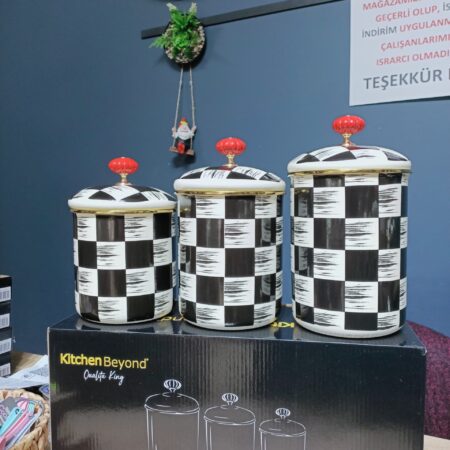 BÜYÜK BOY EMAYE DAMALI MCKİENZE KAVANOZ SET