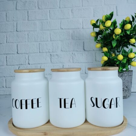 TEZGAH ÜSTÜ ALTLIKLI VAKUMLU BAMBU KAPAK CAM KAVANOZ SET