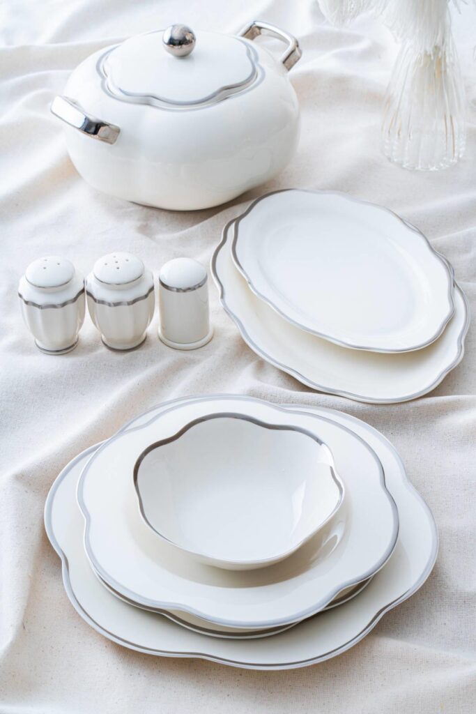 12 Kişilik 60 Parça Porselen Yemek Takımı - Silver