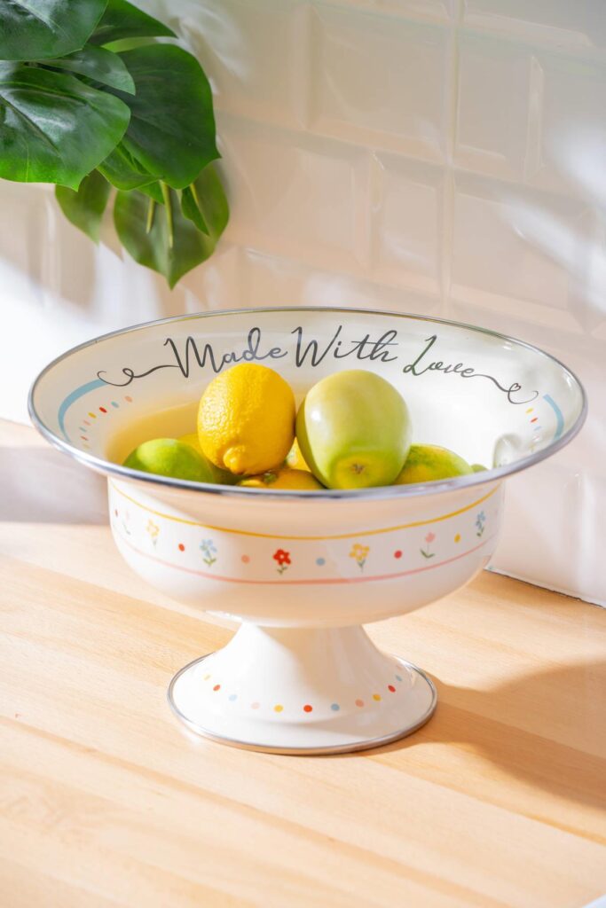 With Love Emaye Ayaklı Meyvelik - 28 cm