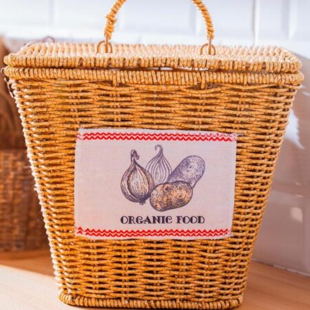 RATTAN KAPAKLI HASIR PATATES & SOĞAN SEPETİ