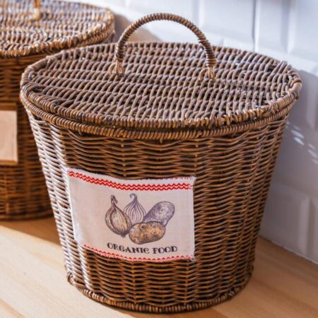 RATTAN KAPAKLI HASIR PATATES & SOĞAN SEPETİ