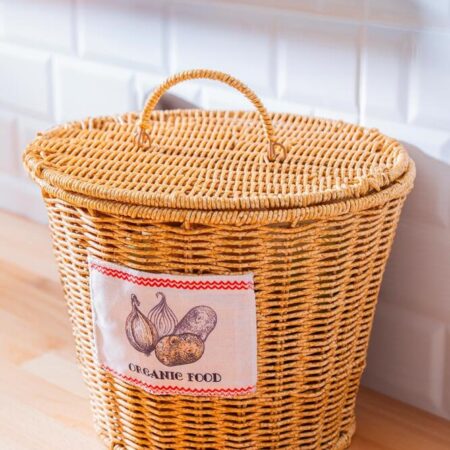 RATTAN KAPAKLI HASIR PATATES & SOĞAN SEPETİ