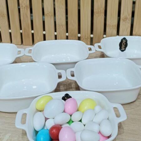 6LI PORSELEN KARE KULPLU DERİN KAHVALTILIK KASE 12,5 CM