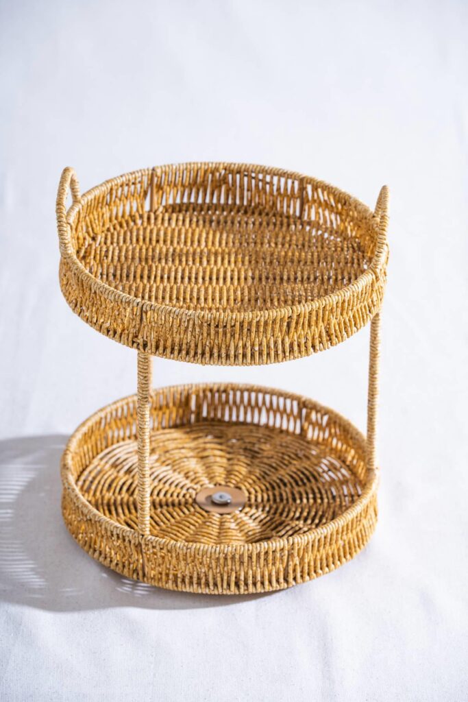İKİ KATLI RATTAN YUVARLAK DÖNER SUNUMLUK