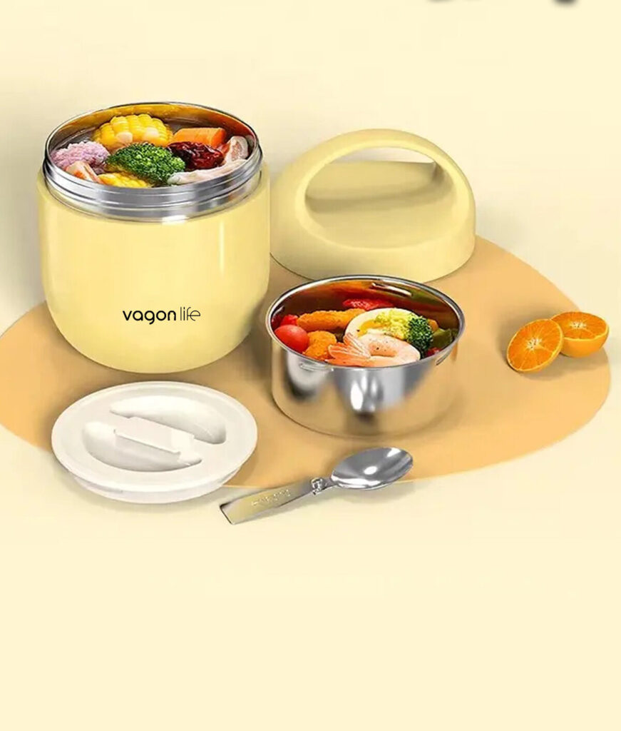 ÇELİK YEMEK TERMOSU ISI YALITIMLI KASELİ 1.2LT SIZDIRMAZ VAKUMLU KAP TAŞIMA KULPLU