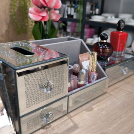 3 PARÇA GÜMÜŞ MAKYAJ ORGANİZER SET