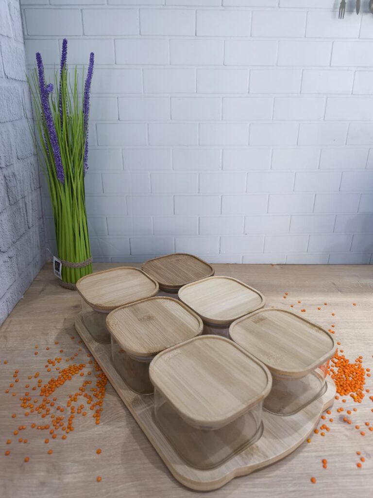 13 PARÇA BAMBU TEPSİLİ VAKUMLU KAPAK CAM KAHVALTILIK