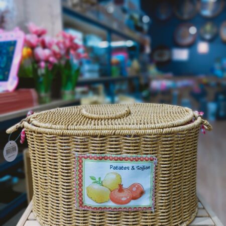 İKİ BÖLMELİ RATTAN KAPAKLI PATATES SOĞAN SEPETİ