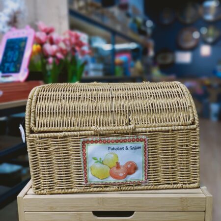 İKİ BÖLMELİ RATTAN KAPAKLI PATATES SOĞAN SEPETİ
