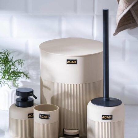 AKRİLİK 5 PARÇA BANYO SETİ - KREM