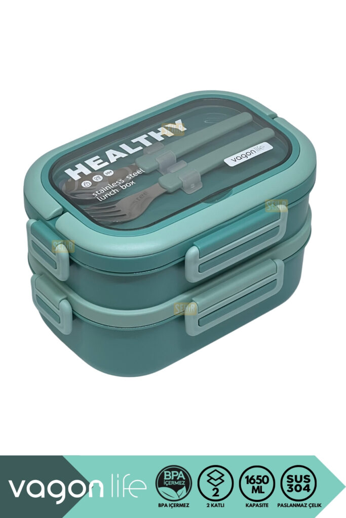1650ML LUNCHBOX YENİ KOLEKSİYON 2 KATLI 3 BÖLMELİ PASLANMAZ ÇELİK SEFER TASI YEMEK KUTUSU