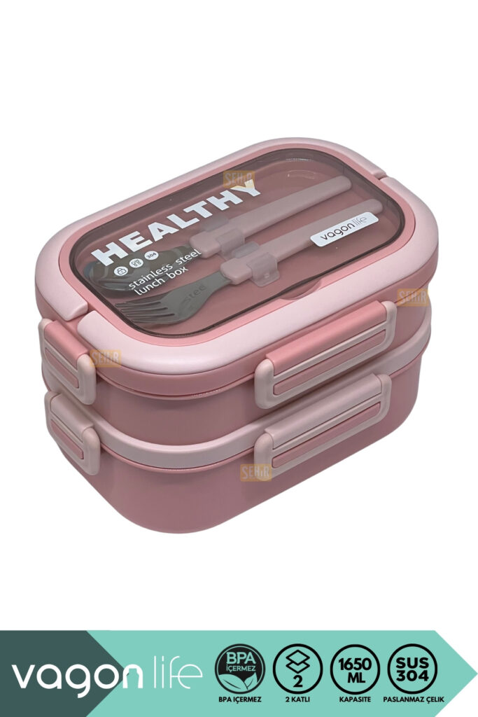 1650ML LUNCHBOX YENİ KOLEKSİYON 2 KATLI 3 BÖLMELİ PASLANMAZ ÇELİK SEFER TASI YEMEK KUTUSU