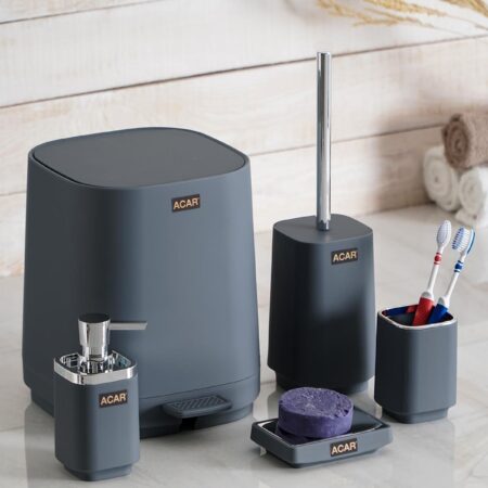 AKRİLİK 5 PARÇA BANYO SETİ - GRİ