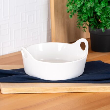 BİANCO PERLA OVAL KULPLU KASE - 21 CM