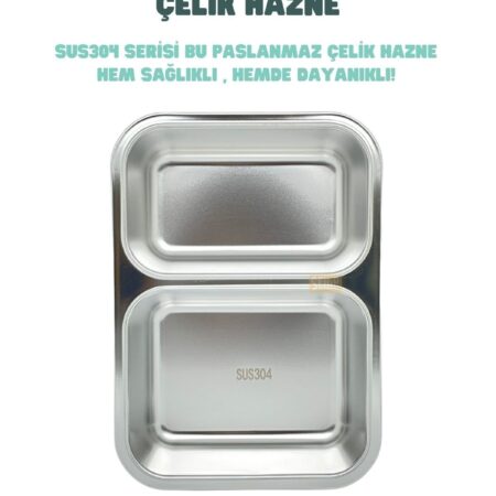700ML LUNCHBOX YENİ KOLEKSİYON TEK KATLI 2 BÖLMELİ ÇELİK SEFER TASI YEMEK KUTUSU — ikinci görsel