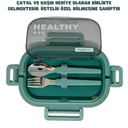 1650ML LUNCHBOX YENİ KOLEKSİYON 2 KATLI 3 BÖLMELİ PASLANMAZ ÇELİK SEFER TASI YEMEK KUTUSU — ikinci görsel