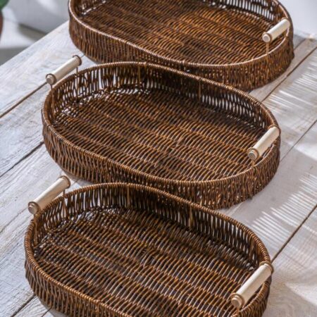 3 LÜ OVAL RATTAN TEPSİ SETİ — ikinci görsel