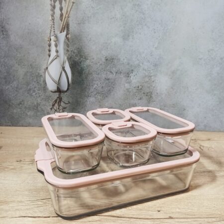 TEPSİLİ VAKUMLU KAPAK CAM KAHVALTILIK SAKLAMA SETİ