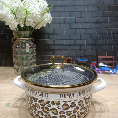 LEOPAR DESEN EMAYE TELLİ KIZARTMA TENCERESİ