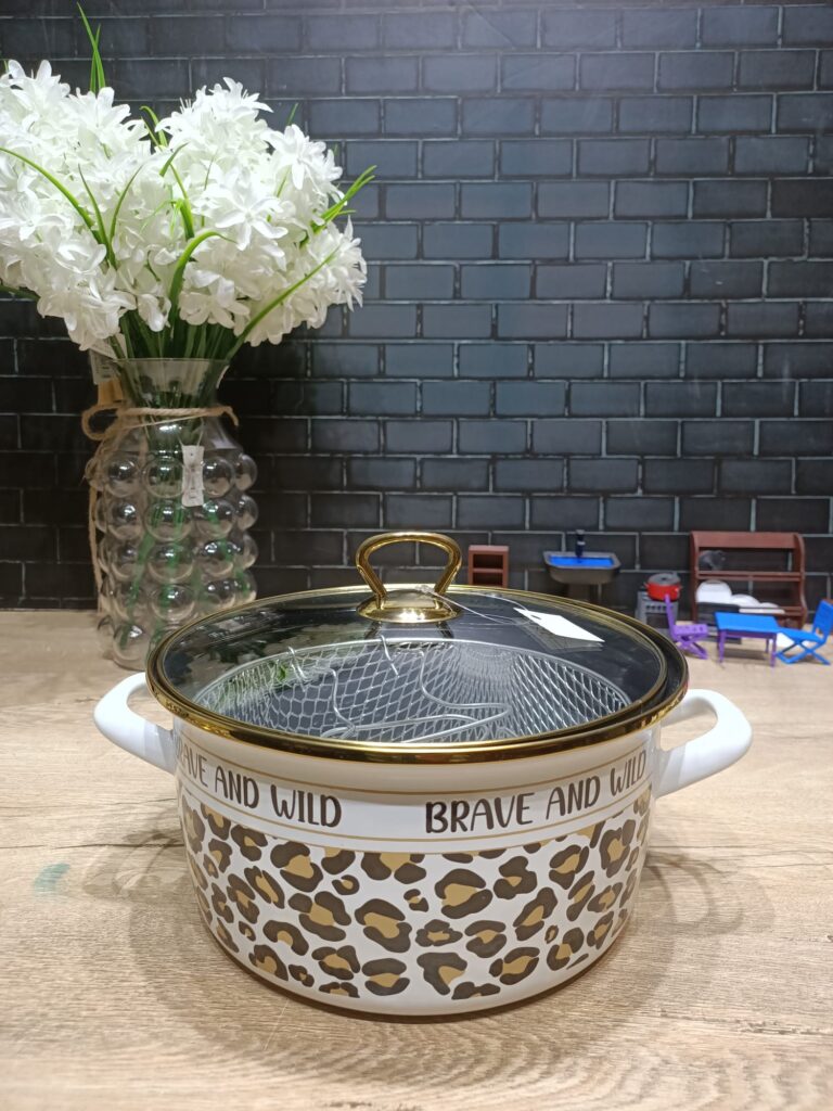 LEOPAR DESEN EMAYE TELLİ KIZARTMA TENCERESİ
