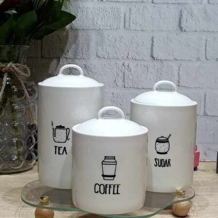 TEZGAH ÜSTÜ 3LÜ PORSELEN VAKUMLU KAPAK KAVANOZ SET