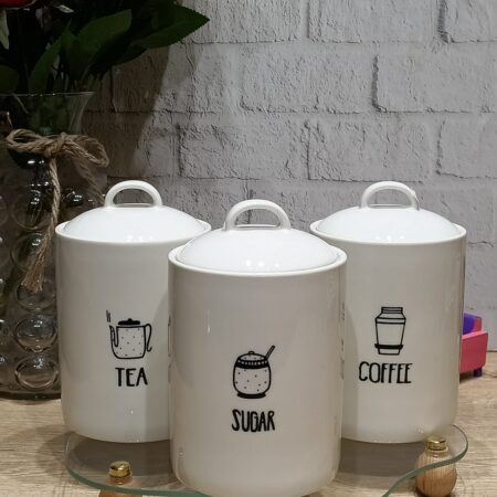TEZGAH ÜSTÜ 3LÜ PORSELEN VAKUMLU KAPAK KAVANOZ SET