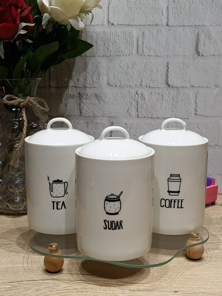 TEZGAH ÜSTÜ 3LÜ PORSELEN VAKUMLU KAPAK KAVANOZ SET