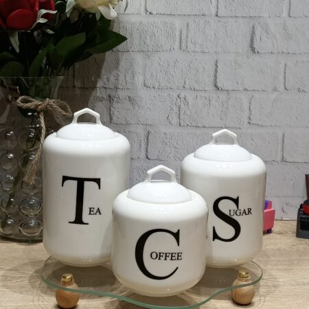 TEZGAH ÜSTÜ 3LÜ PORSELEN VAKUMLU KAPAK KAVANOZ SET