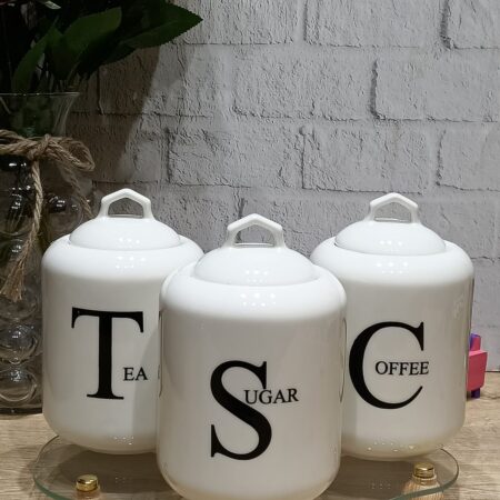 TEZGAH ÜSTÜ 3LÜ PORSELEN VAKUMLU KAPAK KAVANOZ SET