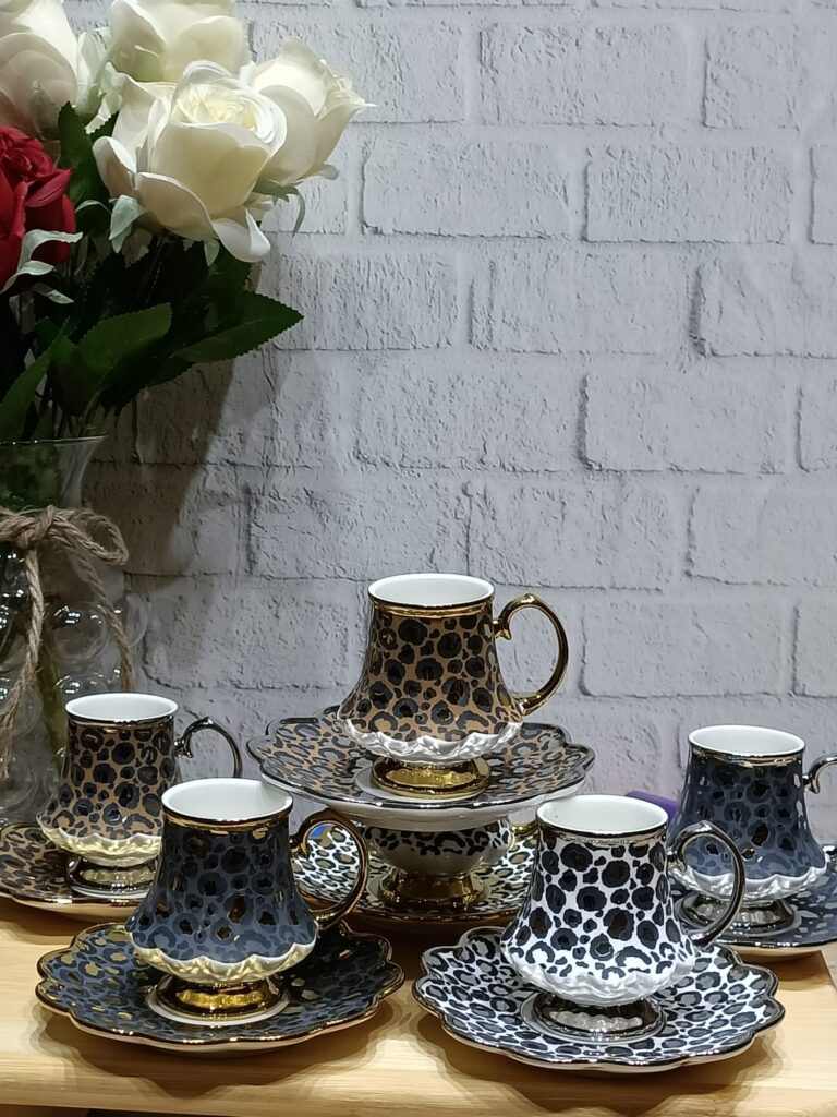 LEOPAR DESEN PORSELEN FİNCAN TAKIMI