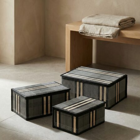 3 LÜ KAPAKLI BAMBU SEPET SETİ