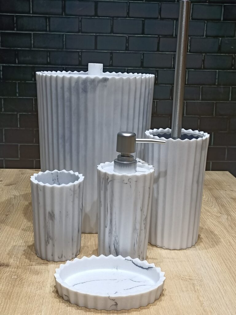 5 PARÇA MERMER DESEN BANYO SET