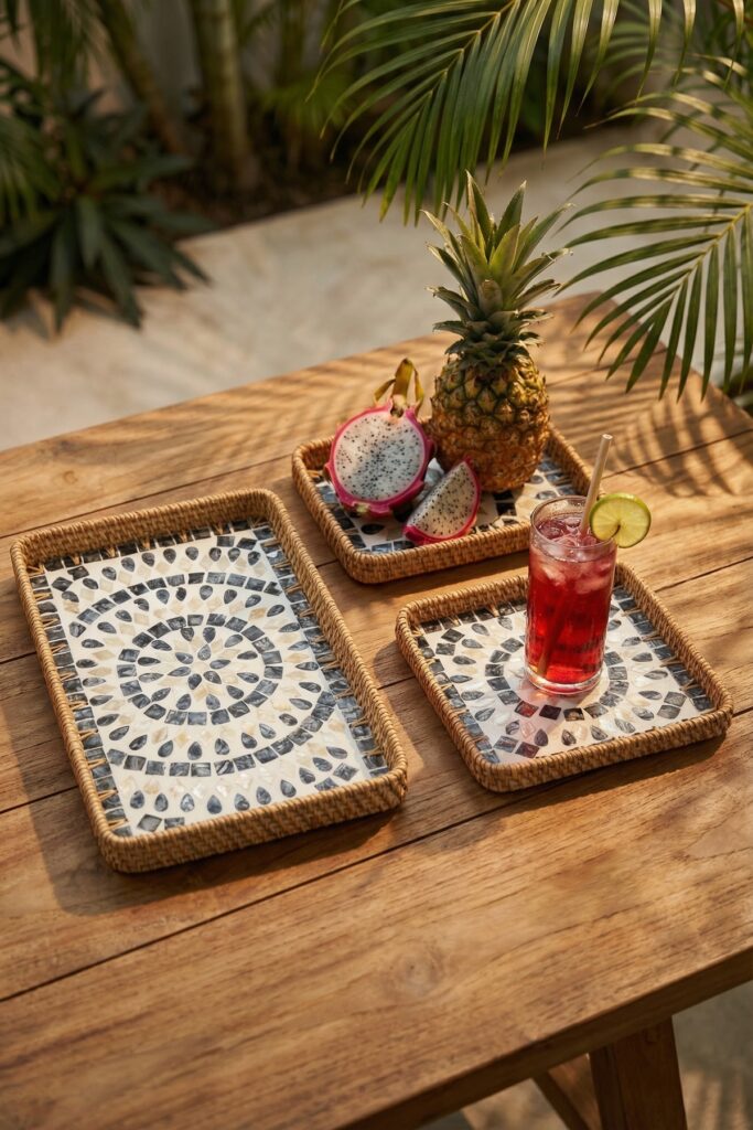 PALMA 3’LÜ BAMBU SUNUM TEPSİ SETİ