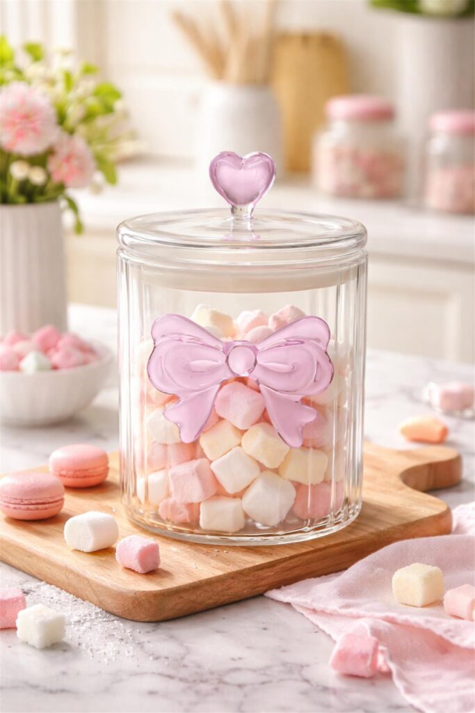 ŞEFFAF CAM FİYONK DETAYLI KAVANOZ 1000 ML – KAPAKLI DEKORATİF SAKLAMA KABI (11X15 CM)