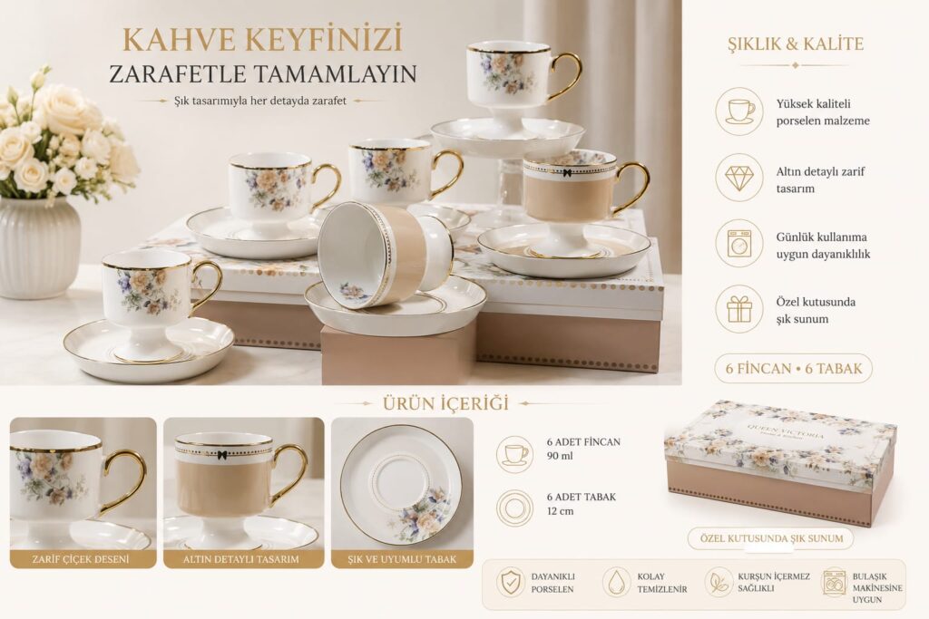 6 KİŞİLİK PORSELEN FİNCAN TAKIMI