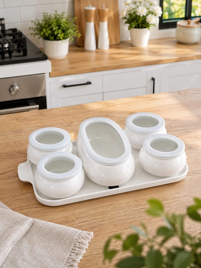 TEPSİLİ PORSELEN VAKUMLU KAPAK KAHVALTILIK